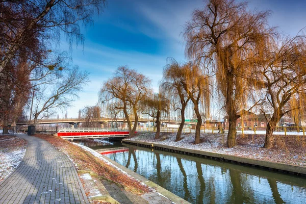 Pathway Radunia River Winter Park Pruszcz Gdanski Poland — Stock Photo, Image