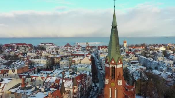 Sopot Polônia Fevereiro 2021 Bela Paisagem Urbana Cidade Sopot Inverno — Vídeo de Stock