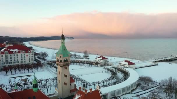 Sopot Polonia Febrero 2021 Hermoso Paisaje Urbano Ciudad Sopot Invierno — Vídeo de stock