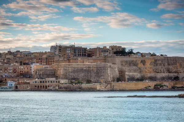 Vackra Kusten Valletta Stad Vid Soluppgången Huvudstad Malta — Stockfoto