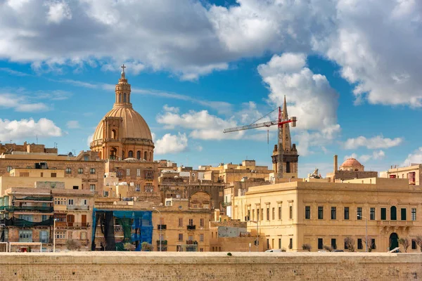 Όμορφη Αρχιτεκτονική Της Πόλης Valletta Πρωτεύουσα Της Μάλτας — Φωτογραφία Αρχείου