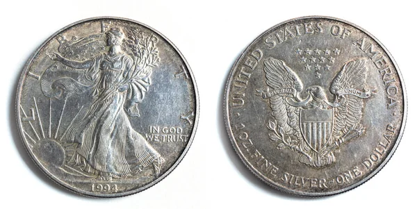 Silver One Dollar Avers Reverse — Stock Photo, Image