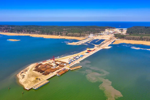 Construction Canal Baltic Sea Vistula Spit Poland — Stock Photo, Image