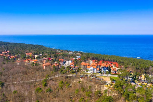 Vista Aérea Ciudad Krynica Morska Vistula Spit Polonia — Foto de Stock