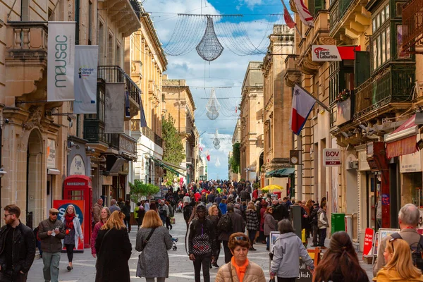 Valletta Malta Januar 2019 Menschen Zentrum Von Valletta Der Hauptstadt — Stockfoto