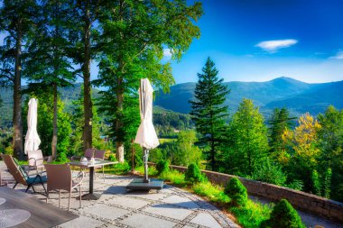 Beautiful summer scenery of the terrace at the Karkonosze Mountains, Poland clipart