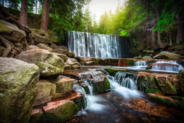 Beautiful Scenery Wild Waterfall Lomnica River Karpacz Poland — Stock Photo, Image