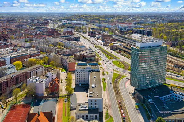 Vista Aérea Centro Cidade Gdansk Polónia — Fotografia de Stock