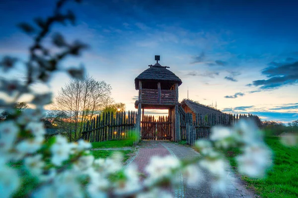 Beautiful Sunset Settlement Trade Factory Pruszcz Gdanski Poland — Stock Photo, Image