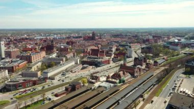 Polonya 'nın Gdansk kentindeki otoyolun hava görüntüsü.