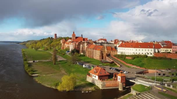 Miasto Grudzidz Nad Wisłą Popołudniowym Słońcu Polska — Wideo stockowe