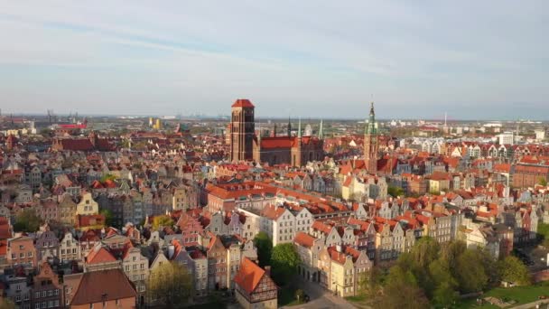 Piękna Architektura Starego Miasta Gdańsku Przed Zachodem Słońca Polska — Wideo stockowe