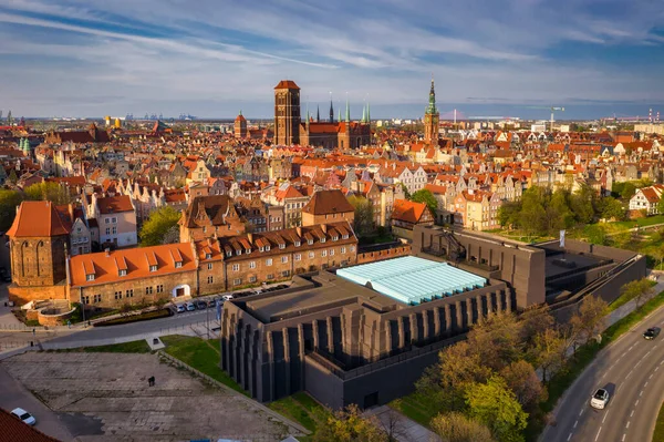Gyönyörű Építészet Régi Város Gdansk Naplemente Előtt Lengyelország — Stock Fotó