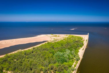 Yazın Sobieszewo, Polonya 'da Baltık Denizi sahilinin güzel manzarası
