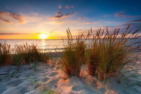 Een Prachtige Zonsondergang Het Strand Van Het Eiland Sobieszewo Aan — Stockfoto