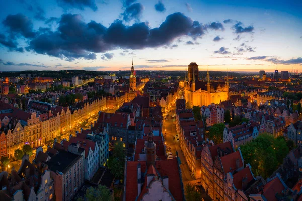 Polonya Nın Gdansk Kentinin Günbatımında Inanılmaz Bir Mimarisi Var Long — Stok fotoğraf