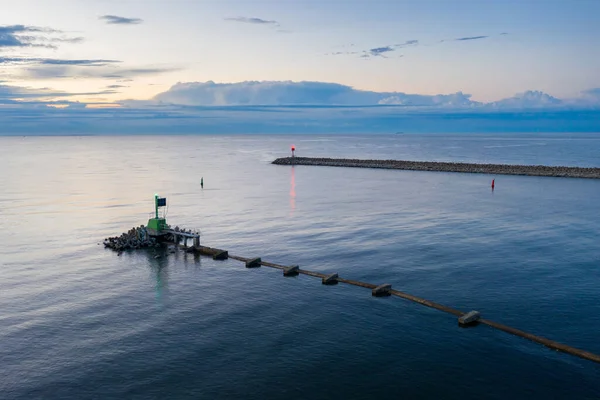 Βαλτική Θάλασσα Στο Ανατολικό Breakwater Στο Γκντανσκ Σούρουπο Της Πολωνίας — Φωτογραφία Αρχείου