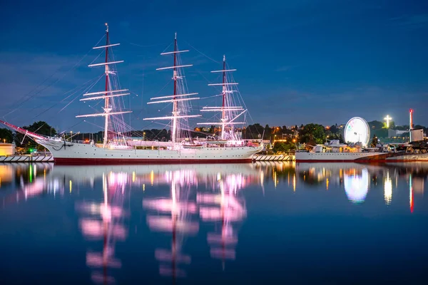 Port Gdynia Avec Voilier Crépuscule Pologne — Photo