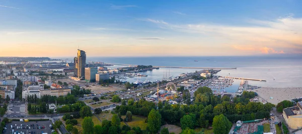 Aerial Landscape Harbor Gdynia Modern Architecture Sunset Poland — Stock Photo, Image