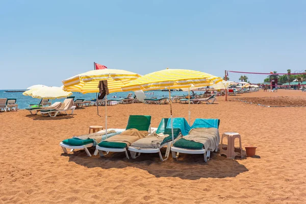Strandkörbe Strand Der Türkischen Riviera — Stockfoto
