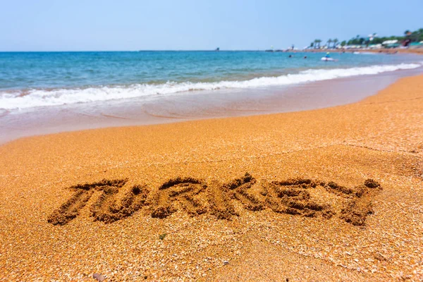 Señal Turquía Arena Playa Alanya —  Fotos de Stock