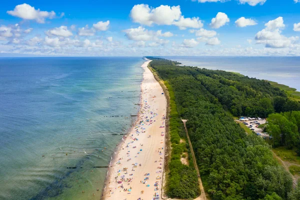 Paesaggio Aereo Spiaggia Wladyslawowo Dal Mar Baltico Estate Polonia — Foto Stock