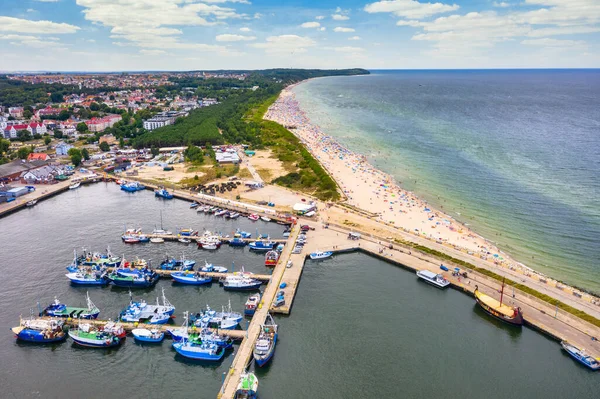 Aerial Landscape Harbor Wladyslawowo Baltic Sea Summer Poland — Stock Photo, Image