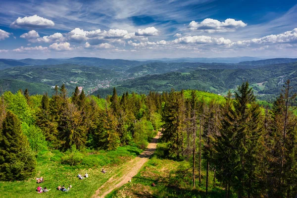 Prachtig Landschap Van Silezische Beskids Uit Czantoria Wielka Berg Polen — Stockfoto