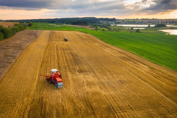 Beau Paysage Champs Pendant Récolte Dans Nord Pologne — Photo