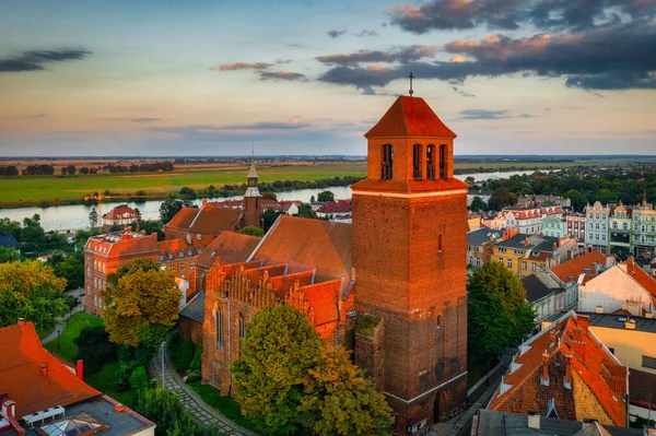 Beautiful Landscape Tczew Vistula River Sunset Poland — Stock Photo, Image