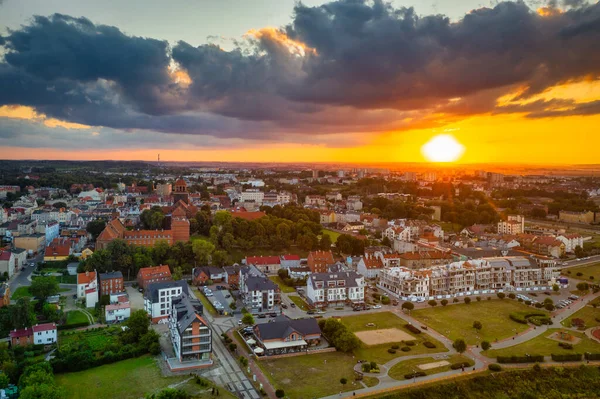 Bela Paisagem Tczew Junto Rio Vístula Pôr Sol Polónia — Fotografia de Stock