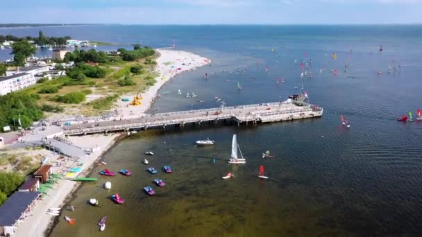 Quai Dans Ville Jastarnia Sur Baie Puck Été Pologne — Video