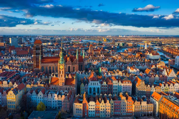 Bela Arquitetura Cidade Velha Gdansk Antes Pôr Sol Polónia — Fotografia de Stock