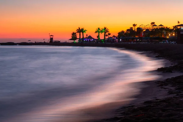 Puesta Sol Vacaciones Junto Mar Riviera Turca — Foto de Stock