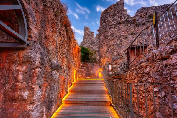 Beautiful Castle Hill Alanya City Sunset Turkey — Stock Photo, Image