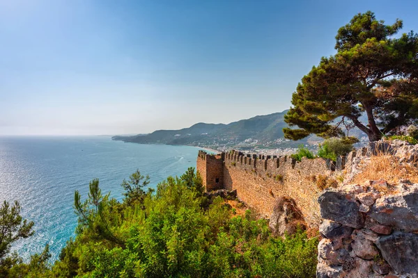 Wunderschöne Burg Auf Einem Hügel Der Stadt Alanya Mittelmeer Türkei — Stockfoto