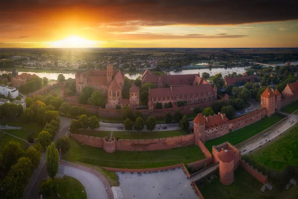 Zamek Malborku Nad Rzeką Nogat Polska — Zdjęcie stockowe