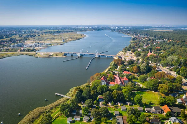 位于格但斯克波罗的海沿岸的Martwa Wisla河和Sobieszewo岛的空中风景 — 图库照片