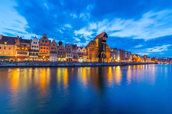 Motlawa nehir yansıma ile gece Gdansk — Stok fotoğraf