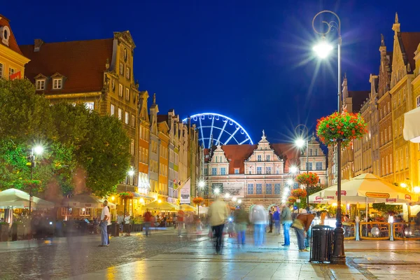 Architecture of the Long Lane in Gdansk at night — Stock Photo, Image