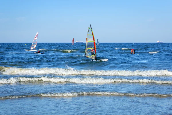 Windsurfing on Baltic sea in Sopot — Stock Photo, Image