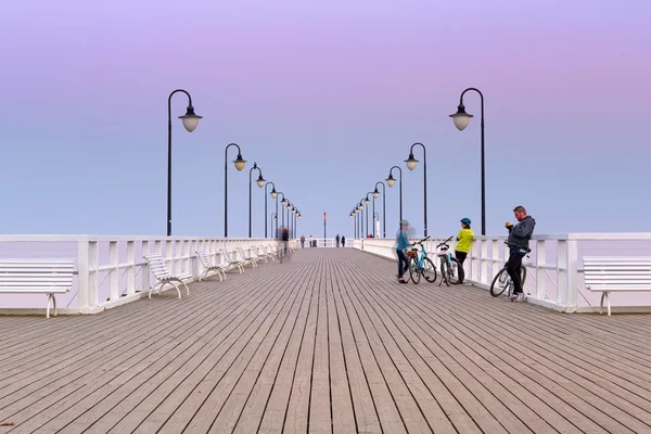 Baltic pier in Gdynia Orlowo at sunset — Stock Photo, Image