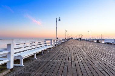 Sopot, Polonya Baltık Denizi güneş doğarken