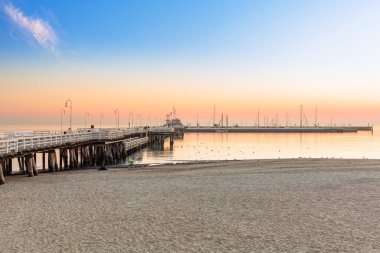 Sopot, Polonya Baltık Denizi güneş doğarken