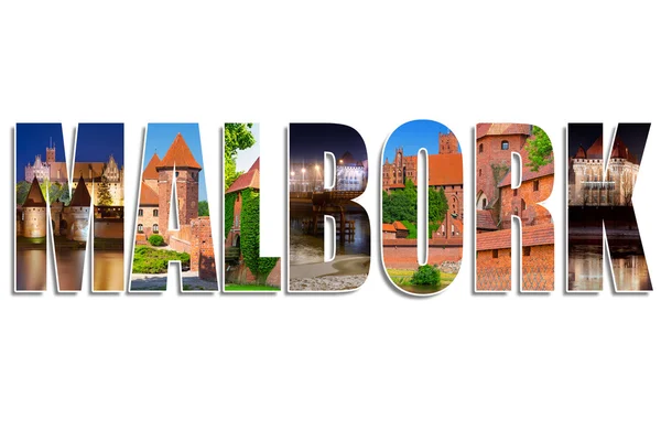 Malbork sign made by collage of photos — Stock Photo, Image