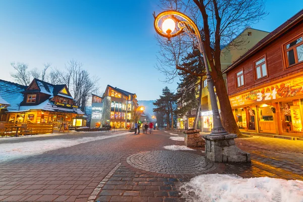 Krupowki street in Zakopane at winter time, Poland - Stock ...