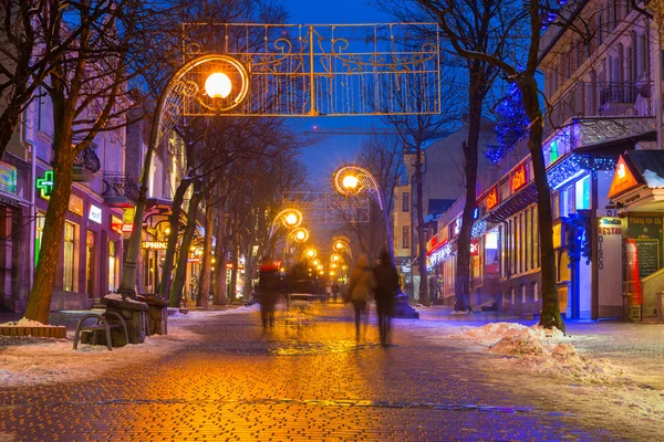 Calle Krupowki en Zakopane en invierno, Polonia — Foto de Stock