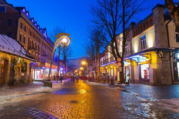 Krupowki street in Zakopane at winter time, Poland — Stock Photo, Image