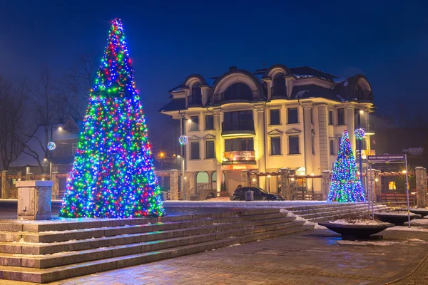 Decorazione natalizia per strada a Zakopane — Foto Stock