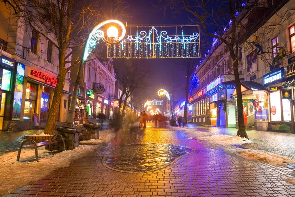 Decoración de Navidad en la calle Krupowki en Zakopane — Foto de Stock